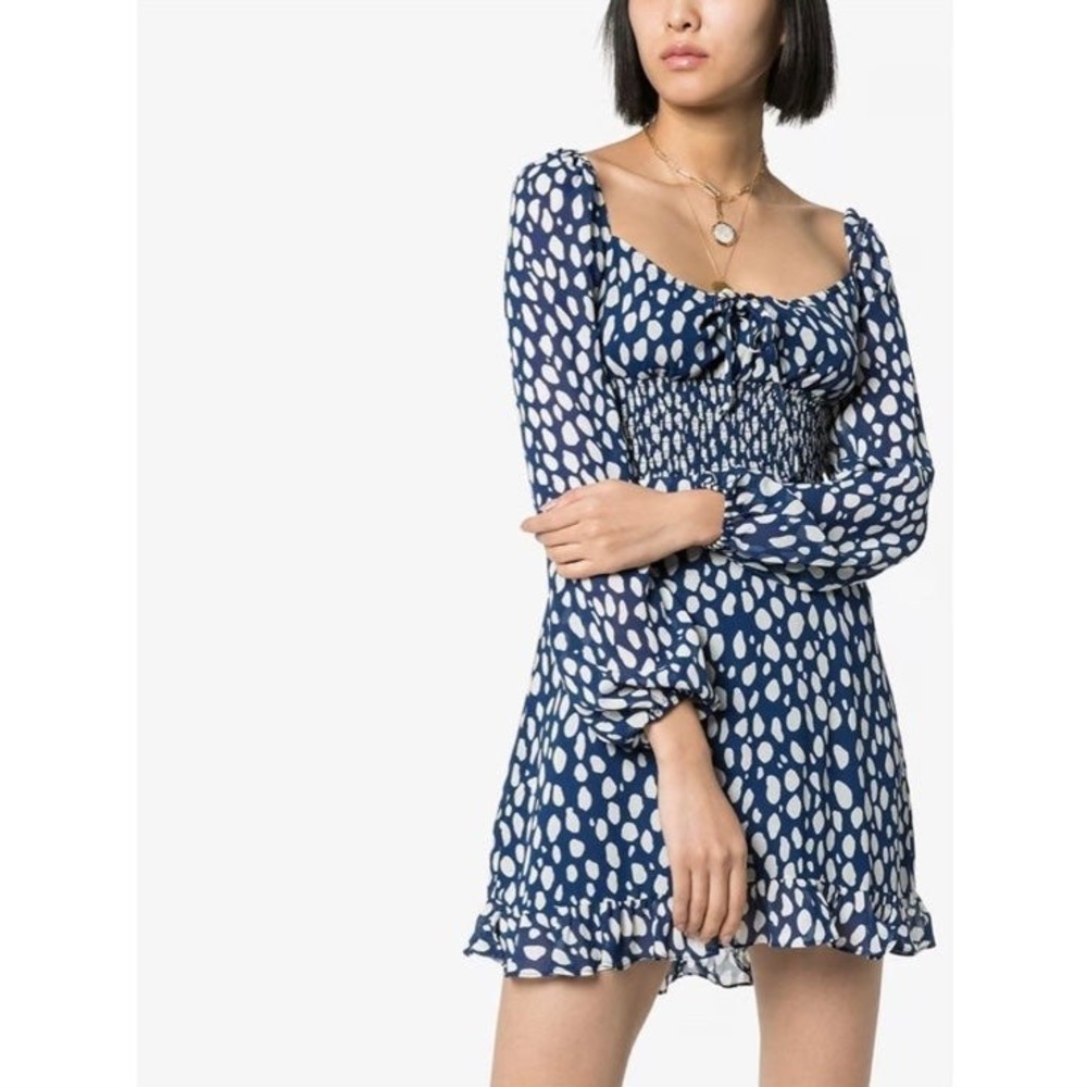 Reformation Blue and White Mini Dress